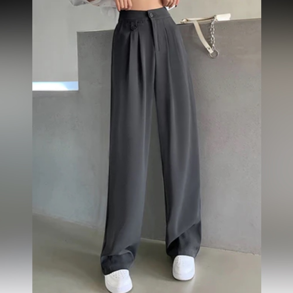 NEW AHA SELECTED HOGH WAISTED PALAZZO PANTS SIZE: M In Grey